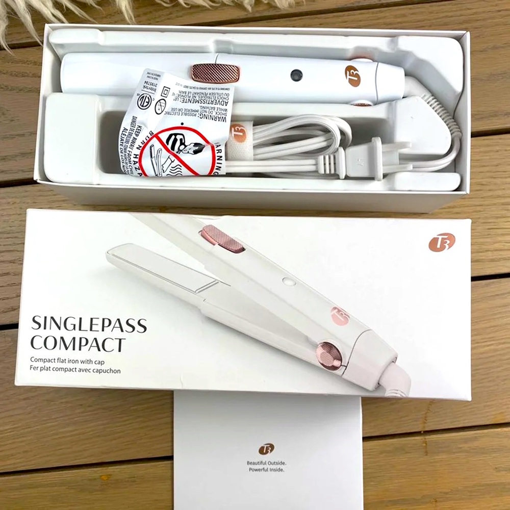 Brand New T3 SinglePass Compact Travel Styling Flat Iron with Cap